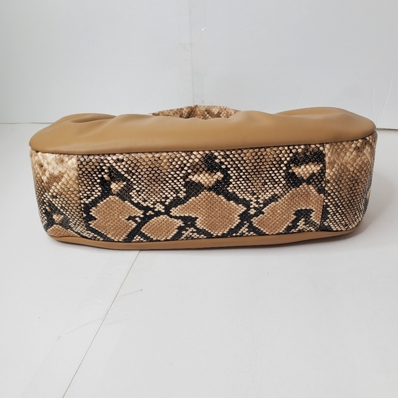 INC International Concepts Camel Leather Snake Trim Women's Hobo Shoulder Purse - Picture 9 of 10